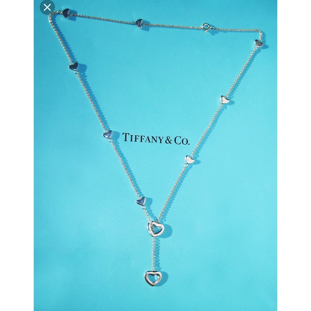 Tiffany & Co. Silver Heart Link Lariat Necklace